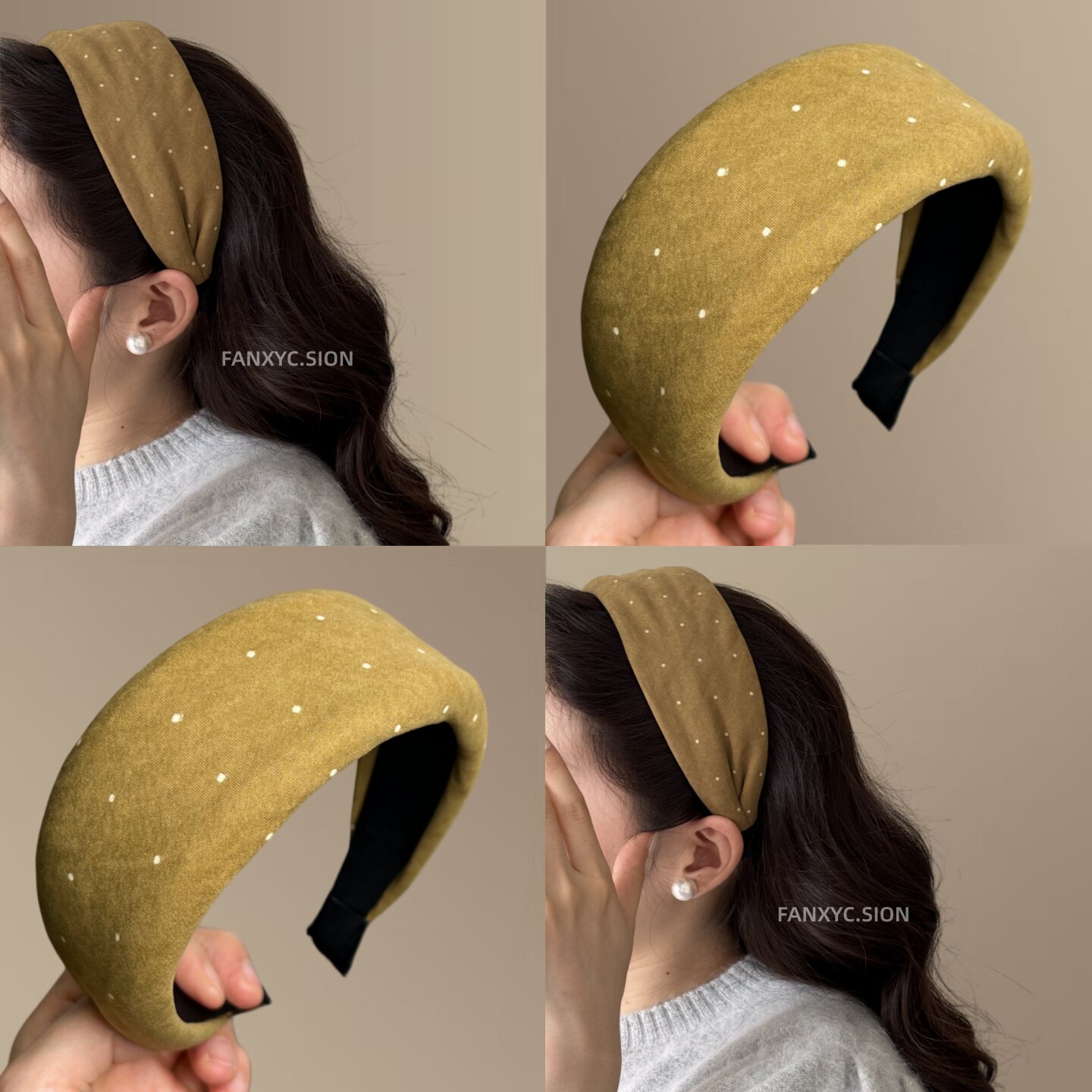 韩系加厚波点宽边发箍女针织头箍
