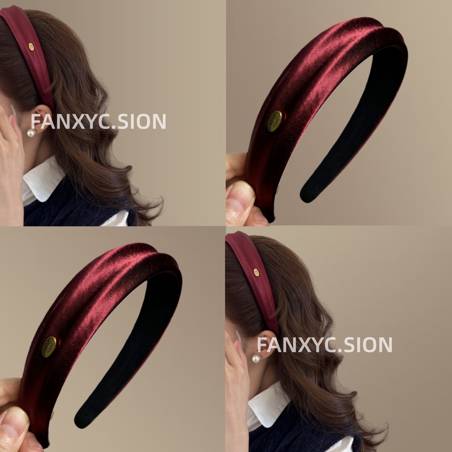 韩国秋冬新款金标丝绒布艺发箍