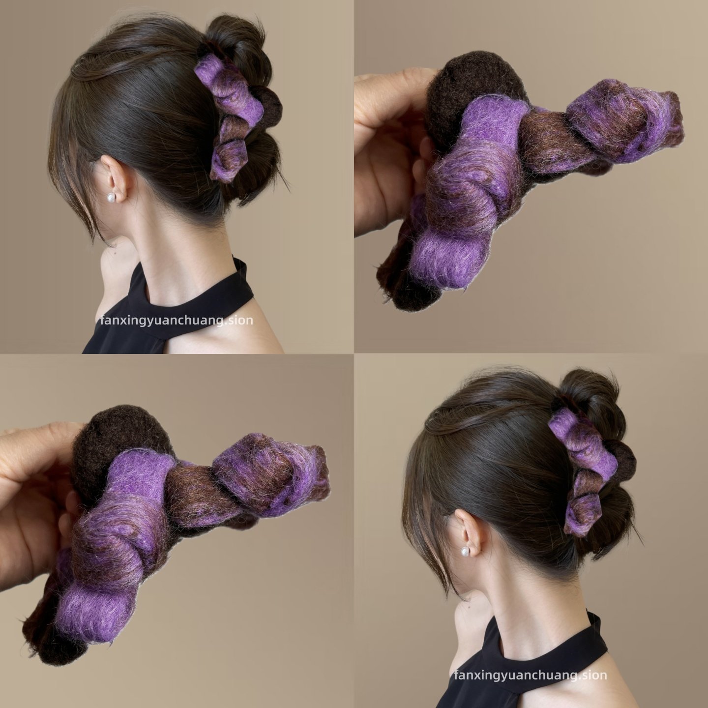 【紫藤花海】毛绒蝴蝶结抓夹大号发量多鲨鱼夹盘发发夹百搭发抓,饰品/流行首饰/时尚饰品新,发饰,淘宝优惠券,粉丝福利购,淘宝优惠卷