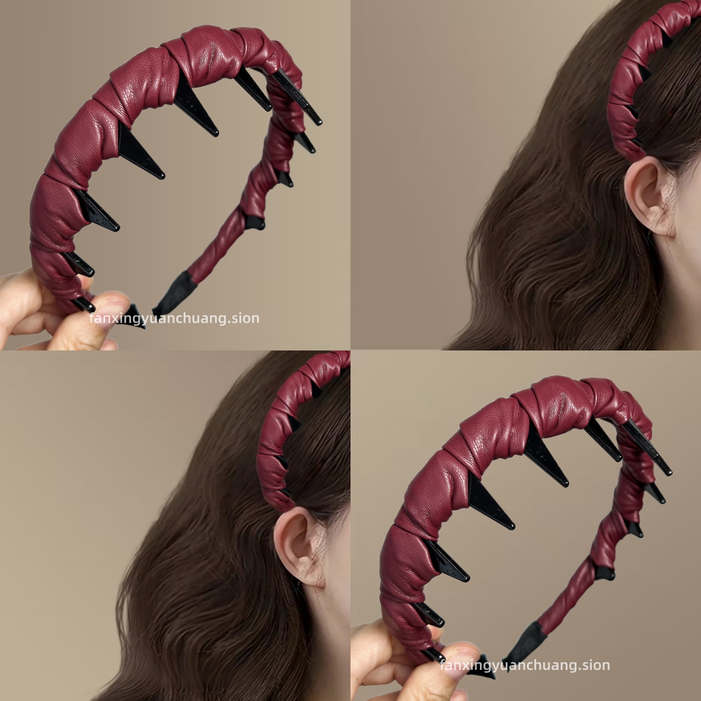 2025新款简约纯色头箍皮质发箍