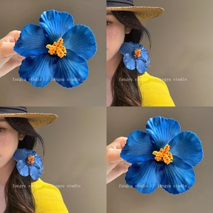 海岛伊人~扶桑花发夹女氛围感出片上镜侧边夹度假风鸡蛋花头发饰