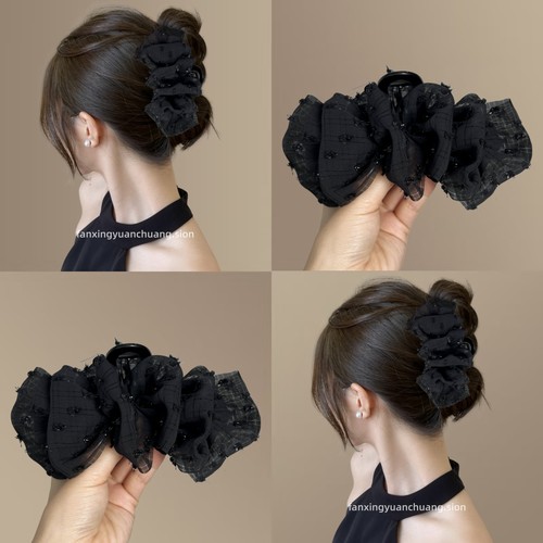 韩版新款蝴蝶结发抓提花波点