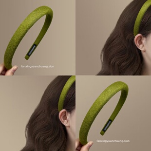 【青野】韩版纯色毛呢布艺发箍秋冬气质百搭头箍简约温柔旅行发卡
