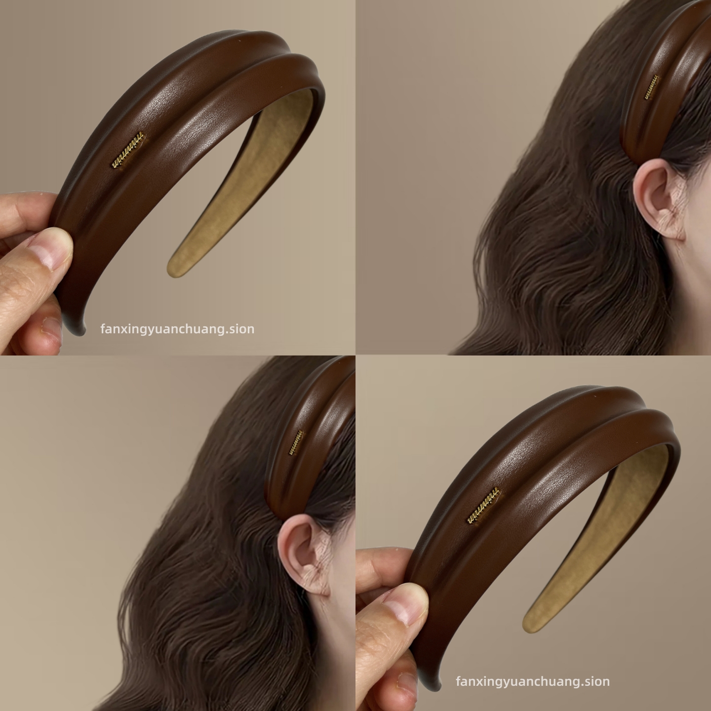 韩系气质金标pu皮宽边发箍