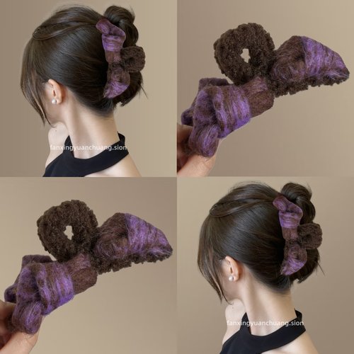 复古毛绒蝴蝶结抓夹女2025