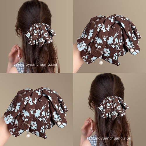 慵懒假日复古蝴蝶结碎花抓