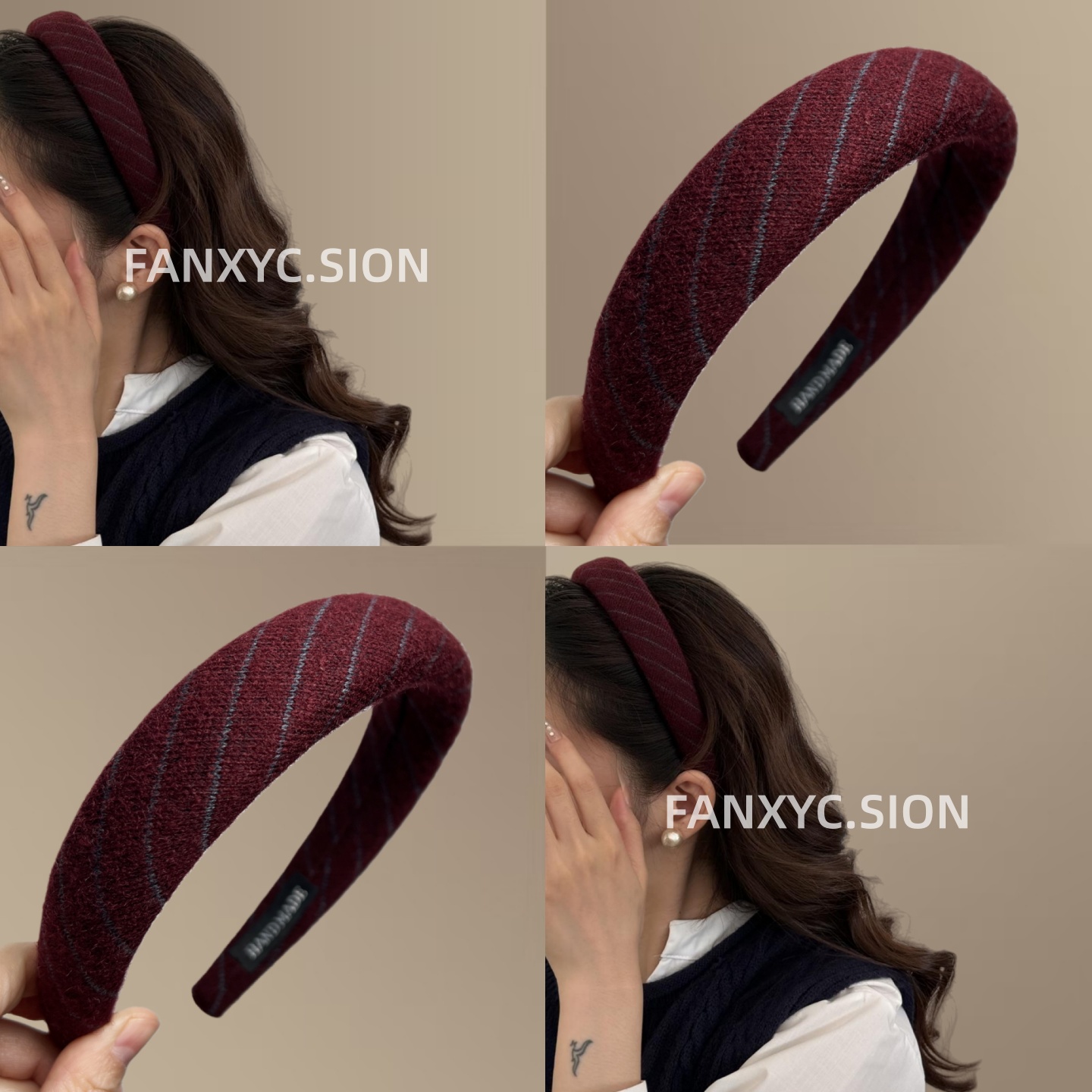 韩系洋气针织条纹宽边发箍