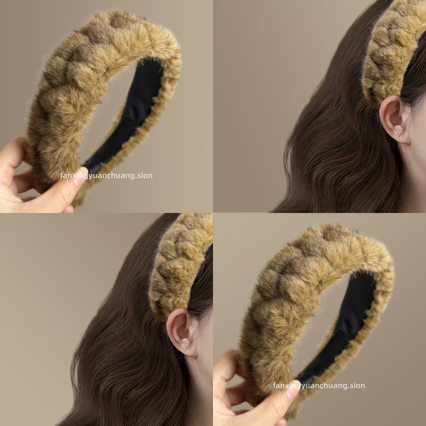 秋冬宽边加厚毛绒发箍女20