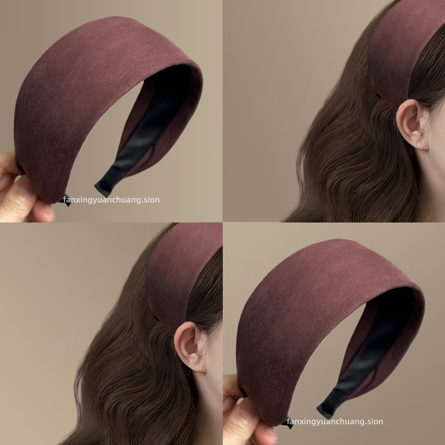 秋冬暗色系宽边发箍外戴高颅顶