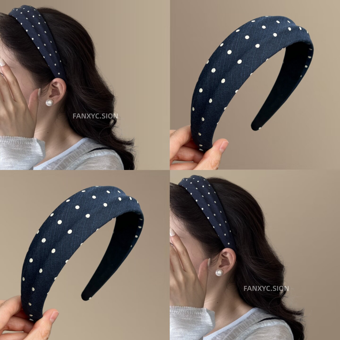 复古慵懒简约波点发箍女高颅顶