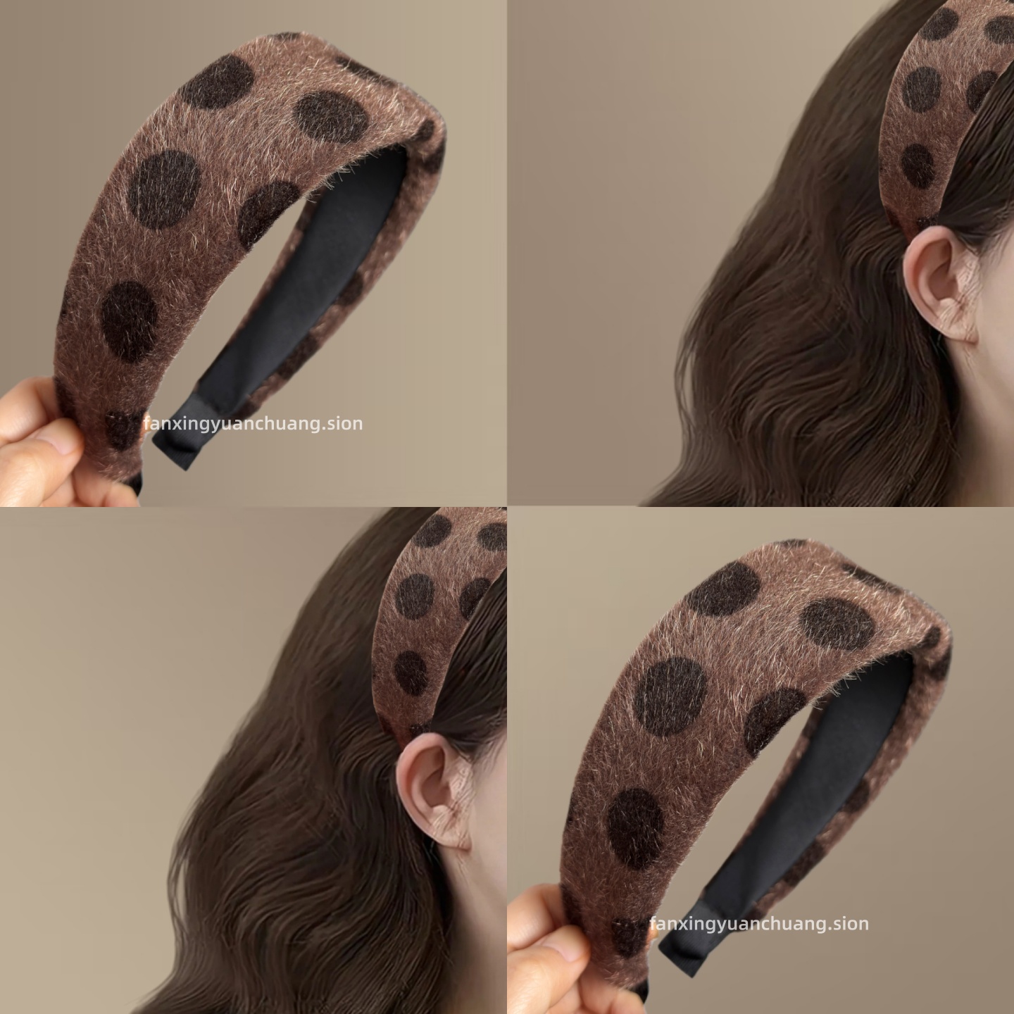 韩系复古大圆圈宽边毛绒发箍