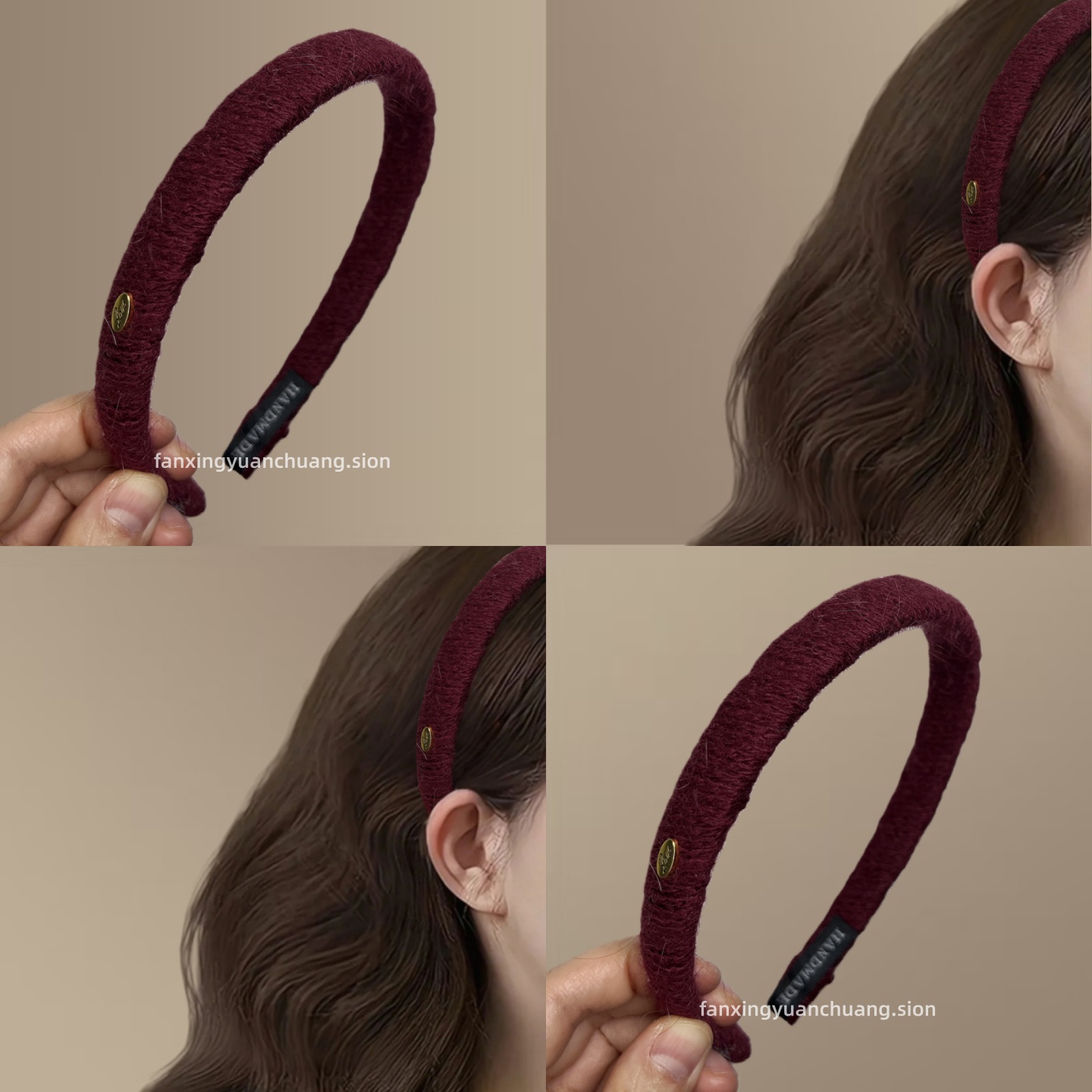 毛线缠绕头箍金标字母洗脸