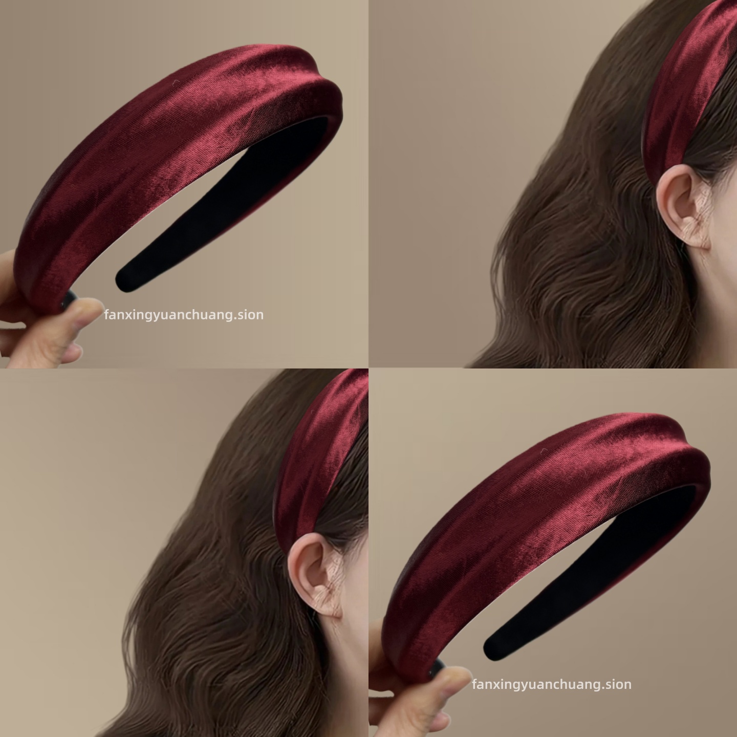 高级凹凸设计感缎面发箍高颅顶