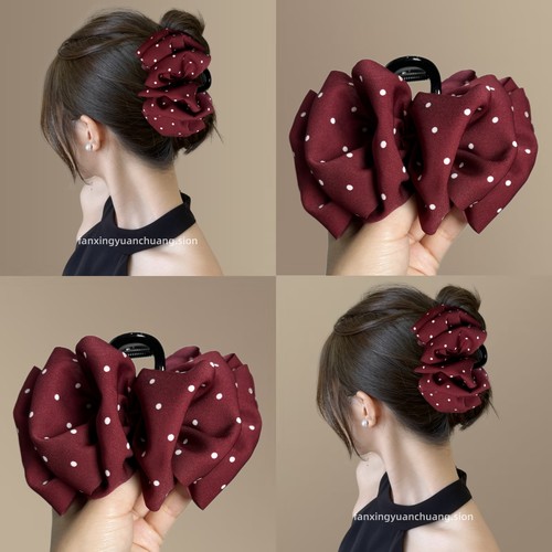 波点蝴蝶结抓夹女泡泡鲨鱼夹