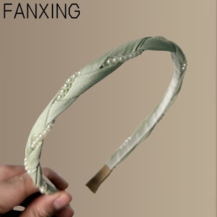 韩版细款麻花珍珠发箍女高级感甜美减龄压碎发发卡气质外出发饰