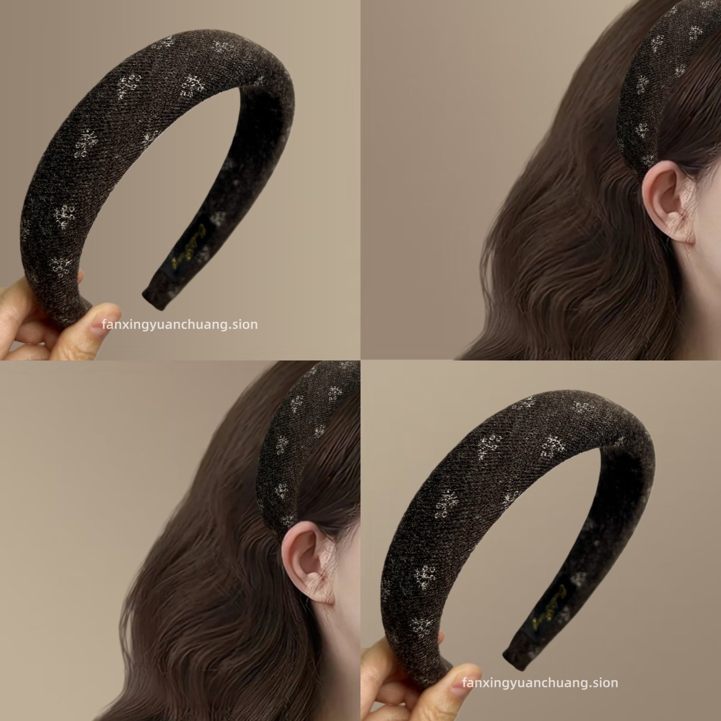 复古时尚小碎花针织海绵发箍