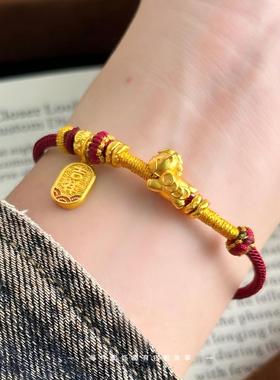 金店同款沙金马年生肖吉祥小马驹情侣红绳手链本命年红绳编织手绳