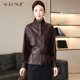 小个子立领韩版 高端绵羊皮长袖 系带外套春秋 短款 海宁真皮皮衣女装