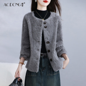 羊剪绒一体妈妈羊羔毛大衣冬季 2025新款 海宁颗粒绒皮草外套女短款