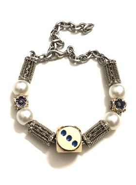 TRIPLE J骰子手链四面花景泰蓝高级感时尚设计情侣小众珍珠配饰