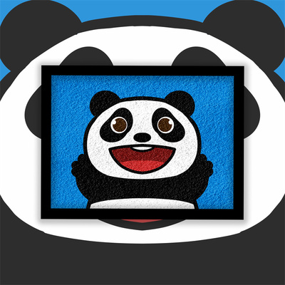 2022年新款小熊猫与小脑斧萌萌蓝底合照环保纸浆画下单送工具包