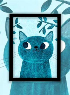卡通猫咪麦子狗纸浆画
