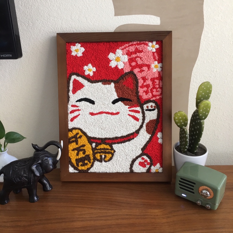 招财猫手工DIY减压纸浆画材料包
