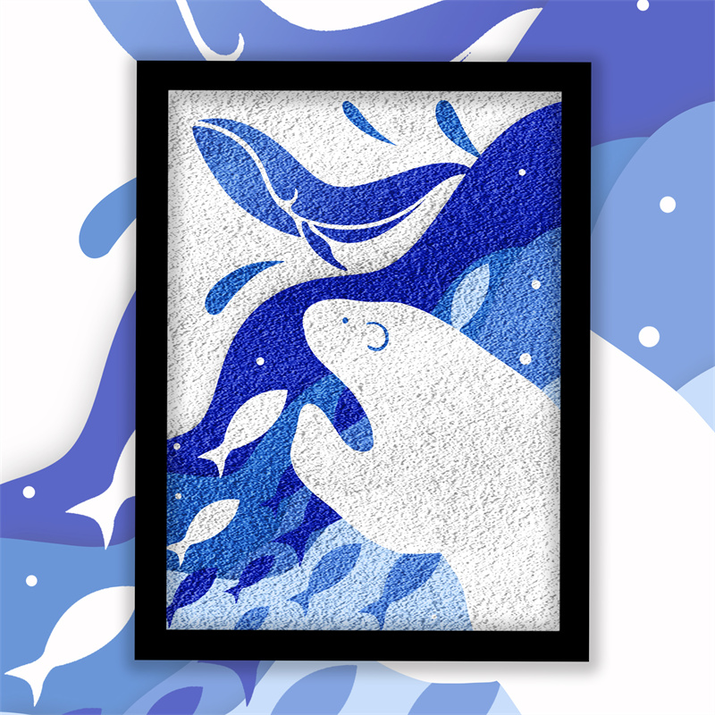 保护海洋北极熊鱼DIY手工纸浆画