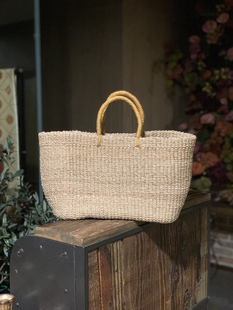 高品质蕉麻手提包ins风精致手工编织包简约大容量天然纤维篮子包