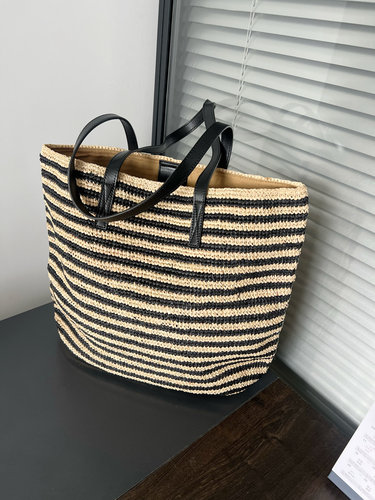 大容量编织草编腋下包