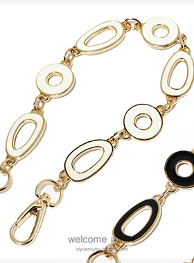 22mm双面滴胶黑色米白款包带链条宴会包链晚宴包金属链浅金包提手