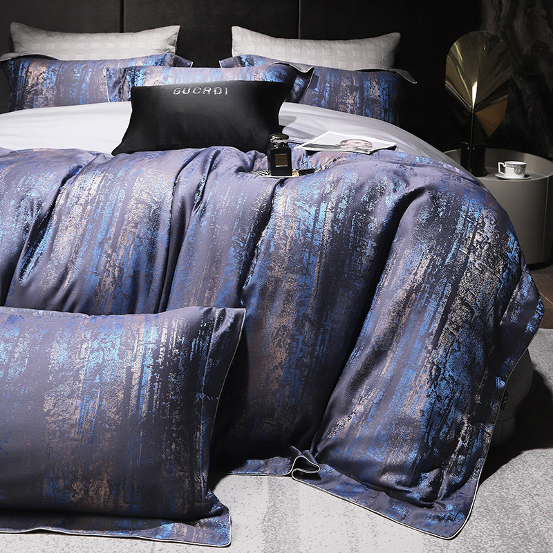 高档100S长绒棉色织提花四件套