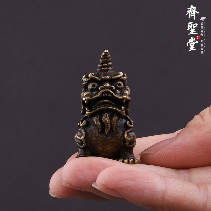 仿古风瑞兽獬豸正大光明纯黄铜