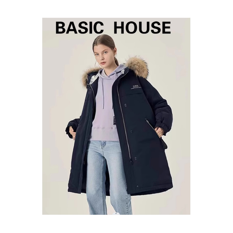 Basic House/百家好2022冬季新款工装毛领羽绒服B0182B50332-2280