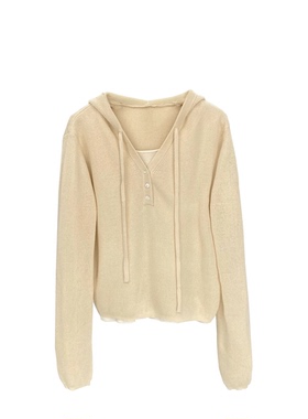 BasicHouse/百家好春时尚休闲百搭长袖假两件连帽针织B0183B53882