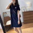 百搭显瘦长款 纯棉T恤连衣裙女短袖 大码 夏2025新款 女t恤裙子 中长款