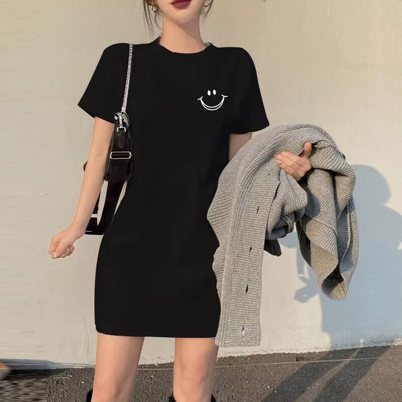 夏短袖裙子显瘦夏装休闲体恤2026女装百搭纯棉短裙连衣裙t恤裙女