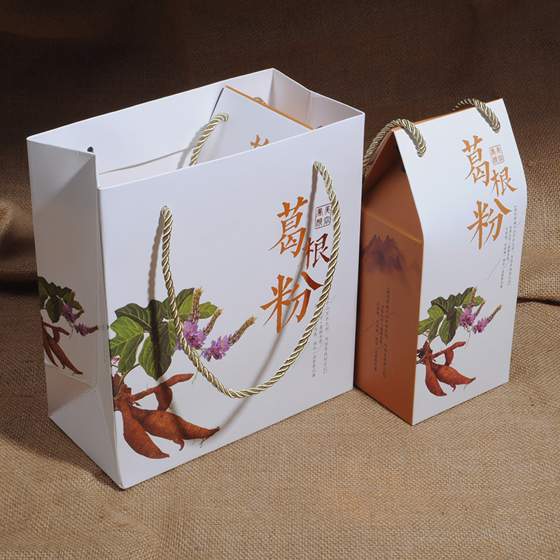 烫金葛粉包装盒礼品盒装一斤的葛粉包装手提绳500克葛根粉箱3斤装,包装,礼品盒,淘宝优惠券,粉丝福利购,淘宝优惠卷