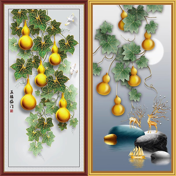 葫芦入户玄关中式风麋鹿五福临门