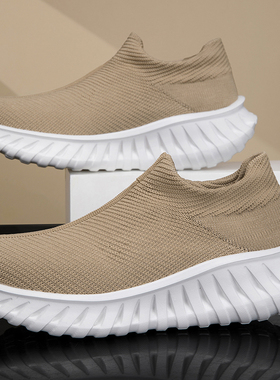 晋江冷沾男女鞋新款一脚蹬透气运动跑步鞋软底防滑休闲厚底情侣鞋