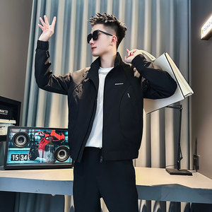 J241-P98控138 秋装新款社会小伙店主风潮男夹克外套 黑1图片