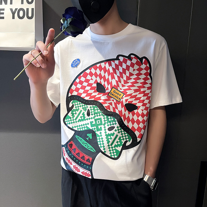 T317-P48控68社会小伙修身短袖T恤男修身T潮流白1，男装T恤，电商A346