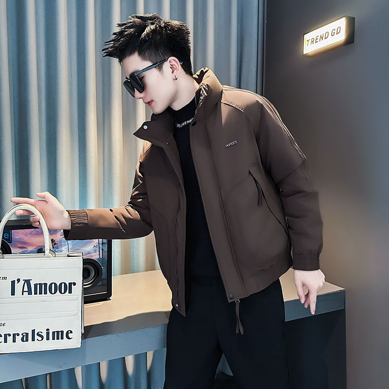 F209-P138控178社会小伙立领棉衣外套潮流修身棉服男咖1，男装棉衣，电商A346