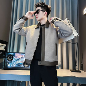 J260-P128控168 秋冬新款社会小伙店主风潮男夹克外套 卡其1图片