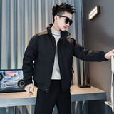 F218-P138控188社会小伙立领棉衣外套潮流修身棉服男黑1，男装棉衣，电商A346