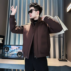 F218-P138 控188 社会小伙立领棉衣外套潮流修身棉服男 咖1图片