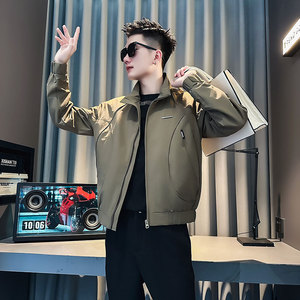 J241-P98控138 秋装新款社会小伙店主风潮男夹克外套 卡其1图片