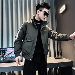 F225-P138 控178 社会小伙立领棉衣外套潮流修身棉服男 军绿1图片