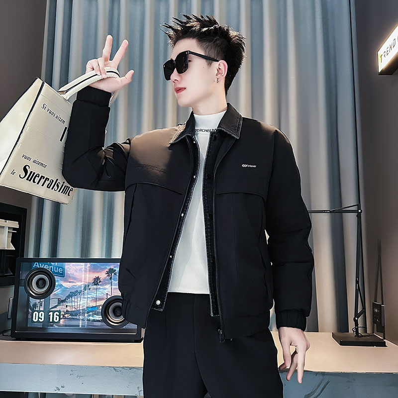 F222-P148控198社会小伙立领棉衣外套潮流修身棉服男黑1,男装棉衣,电商A346