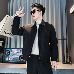 F222-P148 控198 社会小伙立领棉衣外套潮流修身棉服男 黑1图片